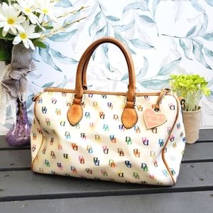DOONEY & BOURKE | Vintage Y2K Rainbow Monogram Barrel Tote